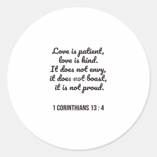 Love Is Patient Bible Passage Timeless Appeal  Ronde Sticker (Voorkant)