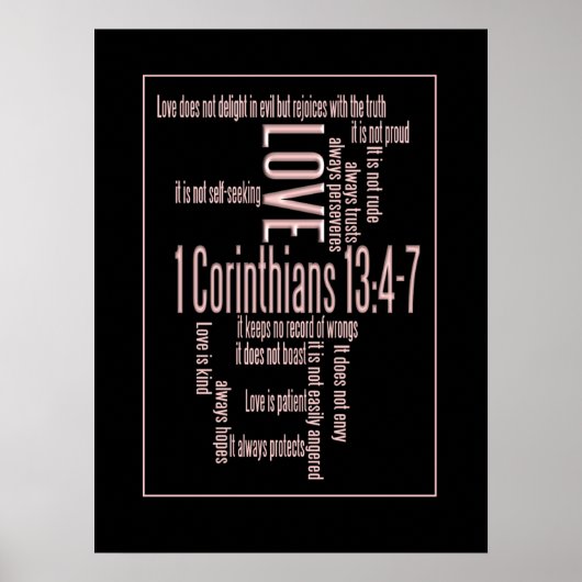 Love is Patient Black & Blush Poster (Voorkant)