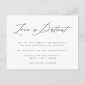 Love is Patient Black & White Postponed Wedding Uitnodiging Briefkaart (Voorkant)