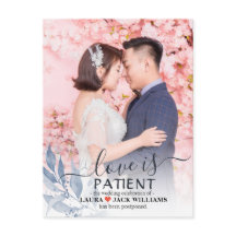 Love is Patient Blue Leaf Wedding Postponed Photo