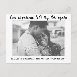 Love is Patient Change Date BUDGET Photo Wedding Briefkaart