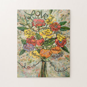 Love is Patient Colorful Jigzaag Puzzle Legpuzzel