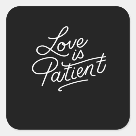 Love Is Patient Corinthians Scripture Typography C Vierkante Sticker (Voorkant)