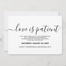 Love is Patient Custom Photo Wedding Postponed Kaart