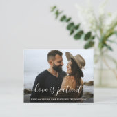 Love is Patient Elegant Postponement PHOTO Wedding Briefkaart (Staand voorkant)