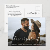 Love is Patient Elegant Postponement PHOTO Wedding Briefkaart (Voorkant / Achterkant)