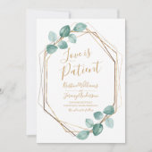 Love is Patient Eucalyptus Gold Script Photo Save The Date (Voorkant)