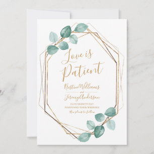 Love is Patient Eucalyptus Gold Script Photo Save The Date