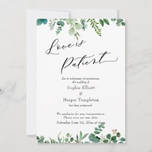 Love is Patient Eucalyptus Postponed Wedding Card Kaart