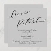 Love is Patient Grey Postponed Wedding Kaart (Voorkant / Achterkant)