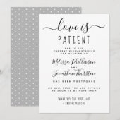 Love is Patient Hand Lettered Wedding Postponement Kaart (Voorkant / Achterkant)