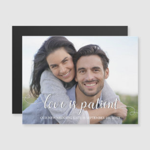 Love is Patient Handwriting White Foto Magnetische Uitnodiging