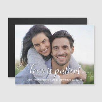 Love is Patient Handwriting White Foto Magnetische Uitnodiging