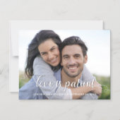 Love is Patient Handwriting White Foto Magnetische Uitnodiging (Voorkant)