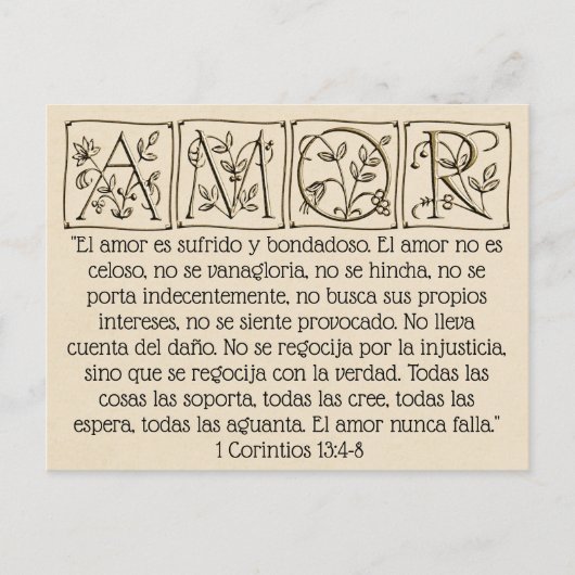 Love is Patient-Kind-Not Fails~Scripture~Wedding Briefkaart (Voorkant)