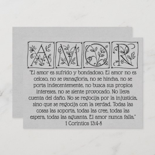 Love is Patient-Kind-Not Fails~Scripture~Wedding Briefkaart (Voorkant / Achterkant)