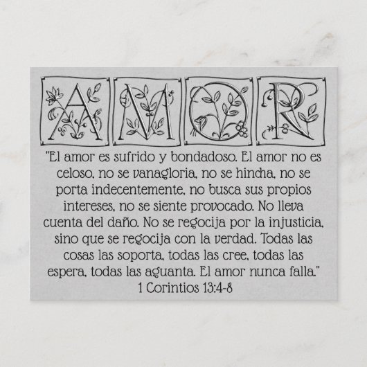 Love is Patient-Kind-Not Fails~Scripture~Wedding Briefkaart (Voorkant)