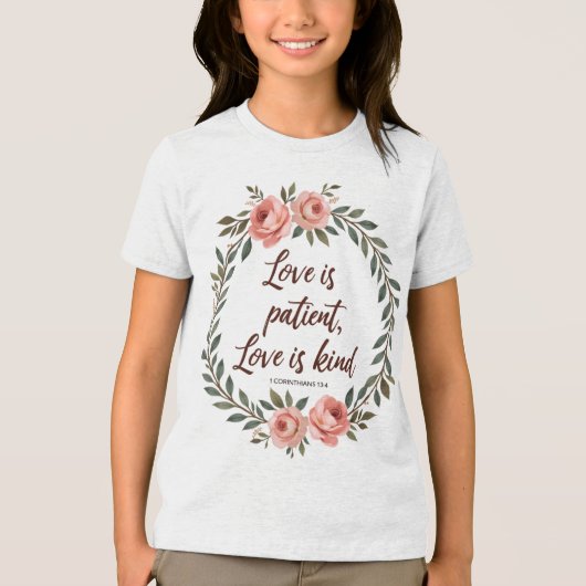 Love Is Patient, Love Is Kind Bible Tee  Tri-Blend Shirt (Voorkant)