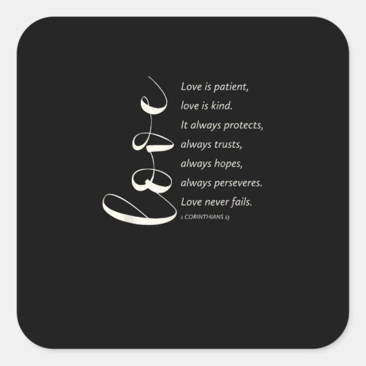 Love Is Patient Love Is Kind Corinthians Bible Ver Vierkante Sticker (Voorkant)