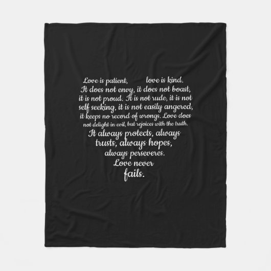 Love Is Patient Love Is Kind Corinthians Scripture Fleece Deken (Voorkant)