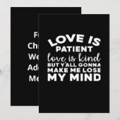 Love Is Patient Love Is Kind Funny Christian Weddi Feestdagenkaart (Voorkant / Achterkant)