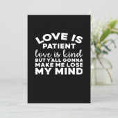 Love Is Patient Love Is Kind Funny Christian Weddi Feestdagenkaart (Staand voorkant)