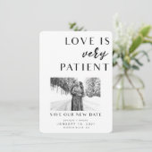 Love is Patiënt new date card Kaart (Staand voorkant)