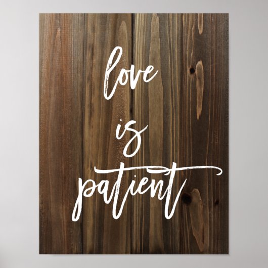 Love is Patiënt op Faux Wood | POSTER (Voorkant)