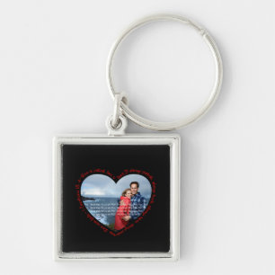 Love is Patient Photo Heart Black & Red Sleutelhanger