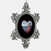 Love is Patient Photo Heart Black & Red Tin Sneeuwvlok Ornament (Links)