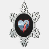 Love is Patient Photo Heart Black & Red Tin Sneeuwvlok Ornament (Rechts)