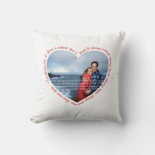 Love is Patient Photo Heart White & Red Kussen
