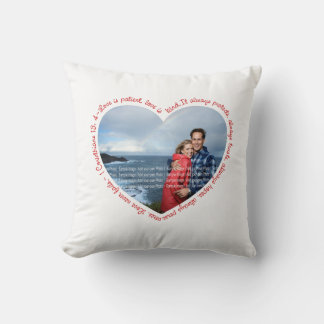 Love is Patient Photo Heart White & Red Kussen