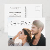 Love is Patient Photo Save the NEW date Wedding Briefkaart (Voorkant / Achterkant)