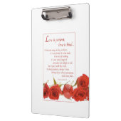 Love is Patient Red Rose Klembord (Links)