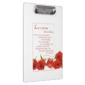 Love is Patient Red Rose Klembord (Rechts)