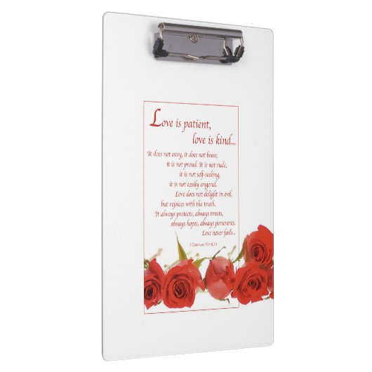 Love is Patient Red Rose Klembord (Rechts)