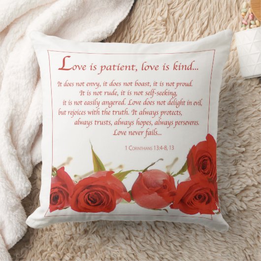 Love is Patient Red Rose Kussen (Deken)
