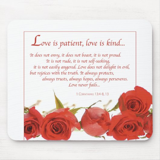 Love is Patient Red Rose Muismat (Voorkant)