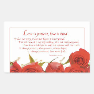 Love is Patient Red Rose Rechthoekige Sticker