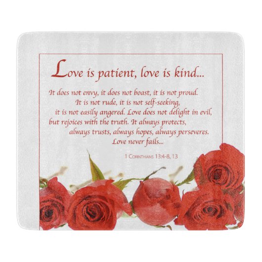 Love is Patient Red Rose Snijplank (Voorkant)