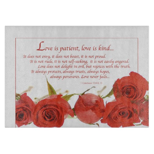 Love is Patient Red Rose Snijplank (Voorkant)