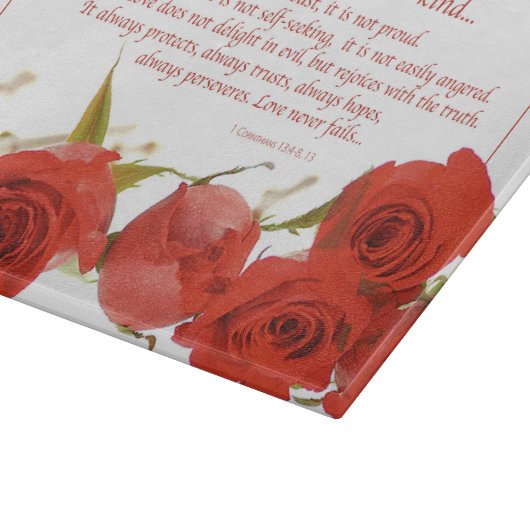 Love is Patient Red Rose Snijplank (Hoek)