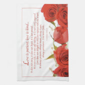 Love is Patient Red Rose Theedoek (Verticaal)