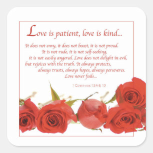 Love is Patient Red Rose Vierkante Sticker