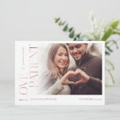Love is Patient Roos Gold Burgundy Florals Foto Save The Date (Staand voorkant)