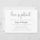 Love is Patient Script Photo Wedding Postponement Kaart (Voorkant)
