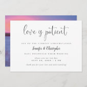 Love is Patient Script Photo Wedding Postponement Kaart (Voorkant / Achterkant)