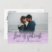 Love is Patiënt Script Postponed Wedding Aankondigingskaart (Voorkant / Achterkant)