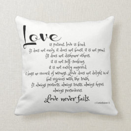 Love is Patient (scripture verse) B&W w pinstripes Kussen